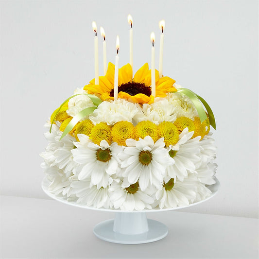 Pastel floral de sonrisas de cumpleaños